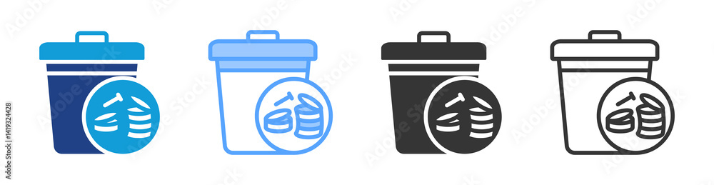 Poster Matel Waste icon set multiple style collection