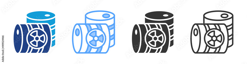 Poster radioactive waste icon set multiple style collection