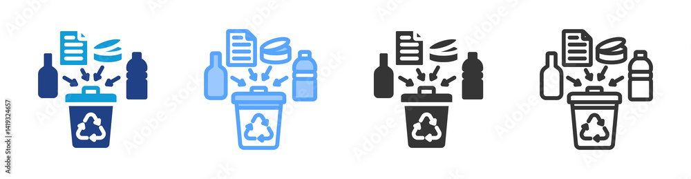 Poster single stream recycling icon set multiple style collection