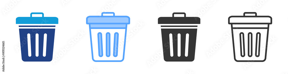 Poster bin icon set multiple style collection