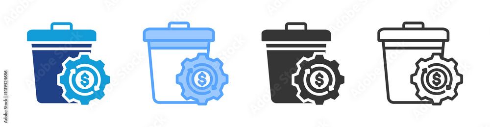 Poster waste management cost icon set multiple style collection