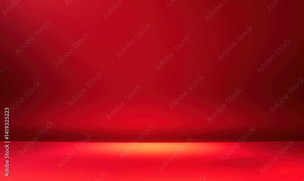 Poster red gradient background with soft lighting for product display or photography.