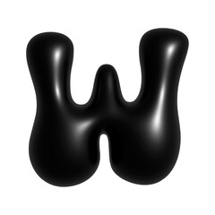 Black 3d Bubble Alphabet Letter W