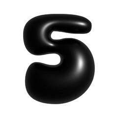 Black 3d Bubble Alphabet Number 5