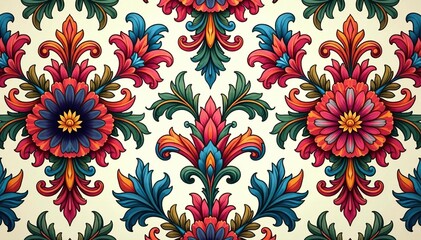 Elegant floral damask pattern, intricate design, textile design, sophisticated, motif