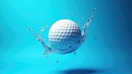 golf ball on blue background
