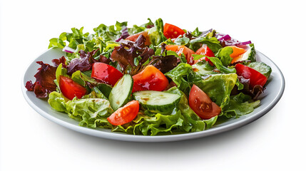 A colorful garden salad on a white plate