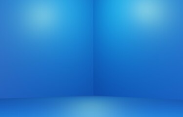 3D rendering. Blue seamless studio gradient background with light.