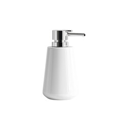 Obraz premium Elegant White Soap Dispenser with Chrome Pump for Modern Bathrooms