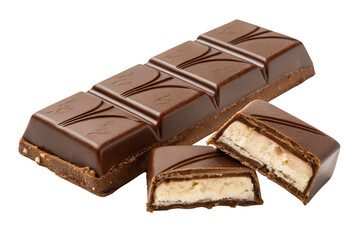 Chocolate bar with creamy filling isolated on transparent background