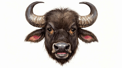 Strength in fluid brushstrokes buffalo smile happy isolated watercolor vector illustration svg 