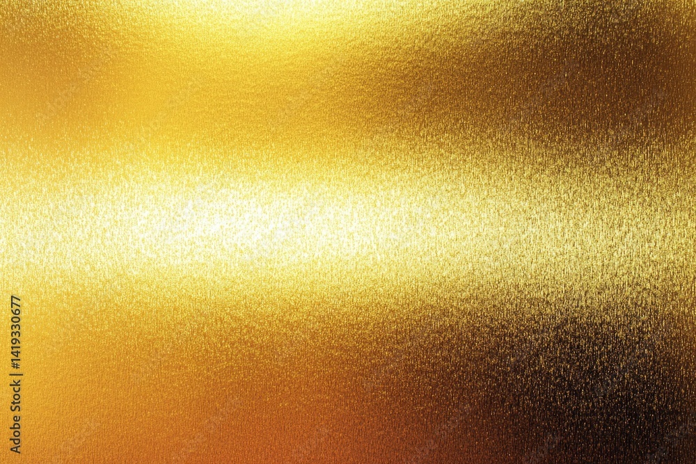 Aufkleber shiny gold foil texture backdrop with reflective light gradient pattern