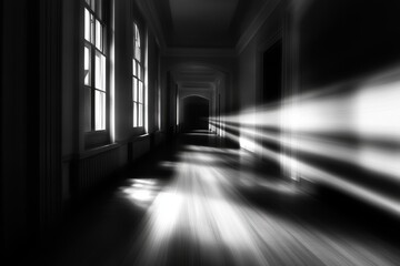 Long hallway, dramatic light streaks