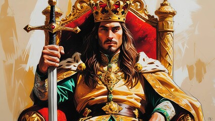 Obraz premium Sketch of a king with the sword
