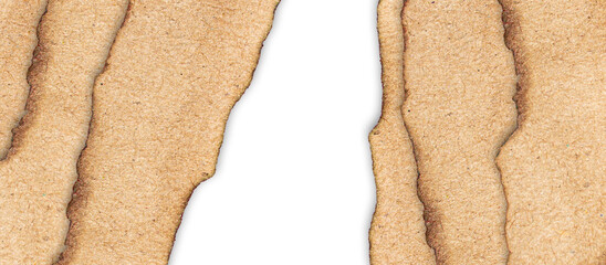 Burnt Torn Brown Paper Hole with Scorched Edges on Transparent Background