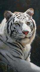 Regal white tiger in stunning close-up portrait Generative AI