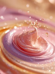 Swirl of pink and gold skincare cream Generative AI