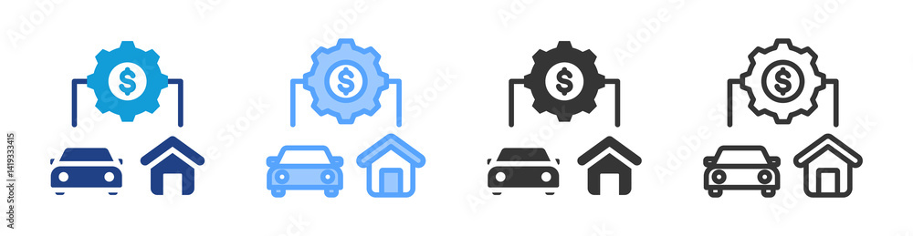 Poster Asset Management icon set multiple style collection