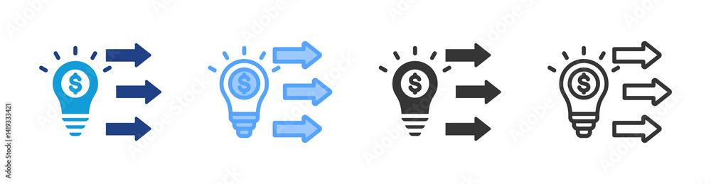 Aufkleber approach icon set multiple style collection