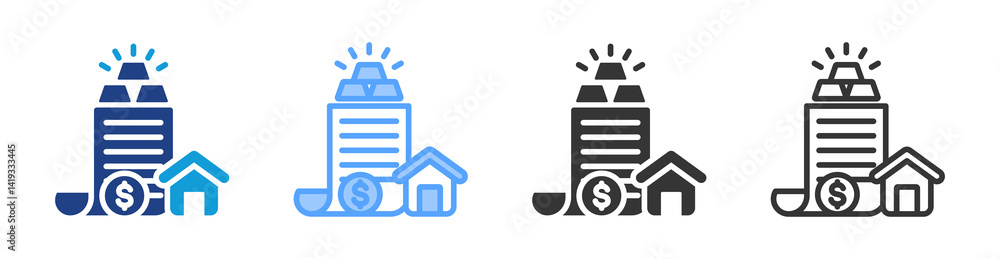 Poster Tangible Asset icon set multiple style collection