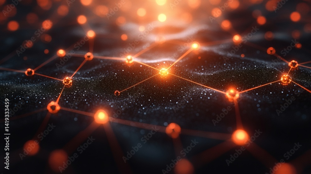 Aufkleber abstract connection of data nodes with a glowing fintech theme and futuristic aesthetics