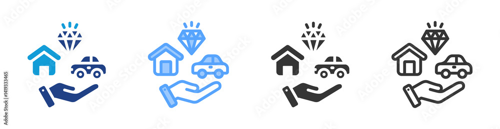 Poster Physical Objects icon set multiple style collection