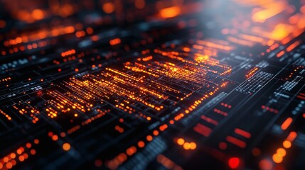 Obraz premium AI-inspired abstract shapes forming interconnected financial symbols in a digital background 