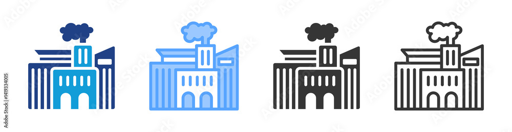 Poster industry icon set multiple style collection