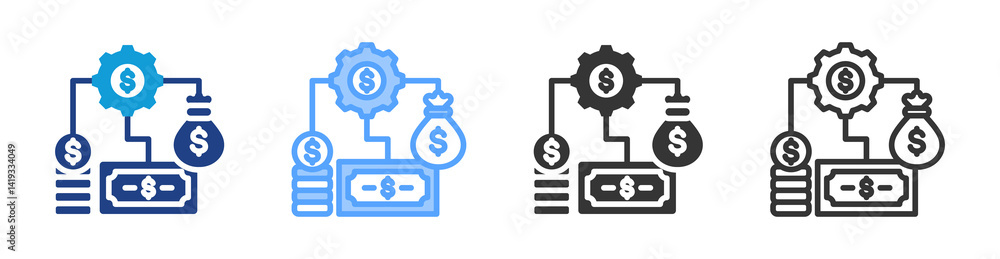 Poster manage money icon set multiple style collection