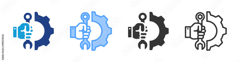 Aufkleber repairing icon set multiple style collection
