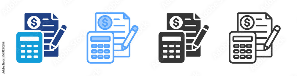 Poster Accounting icon set multiple style collection