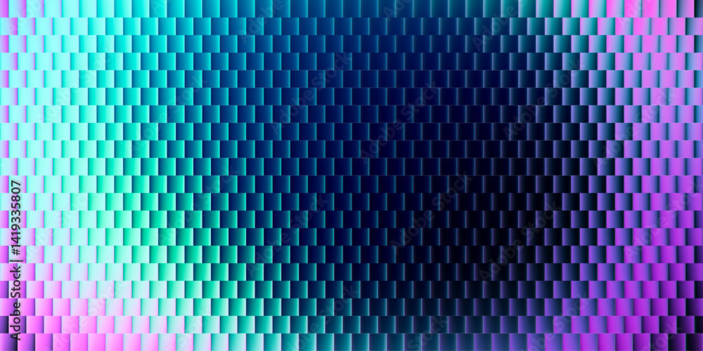 Aufkleber gradient geometric structural glass blocks pattern with futuristic round neon texture combining blue