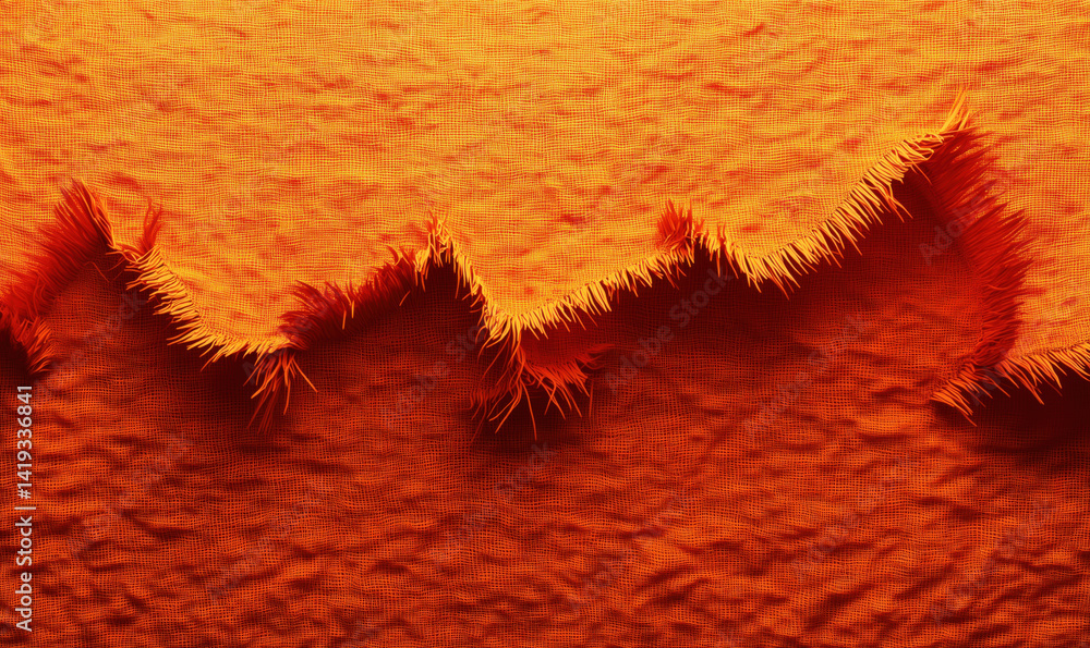 Aufkleber textured orange fabric with frayed edges creating a vibrant visual effect.