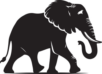 Elephant Silhouette Resting on Ground – Vector Wildlife EPS Illustration