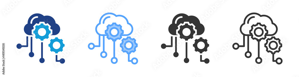 Poster Cloud Services icon set multiple style collection
