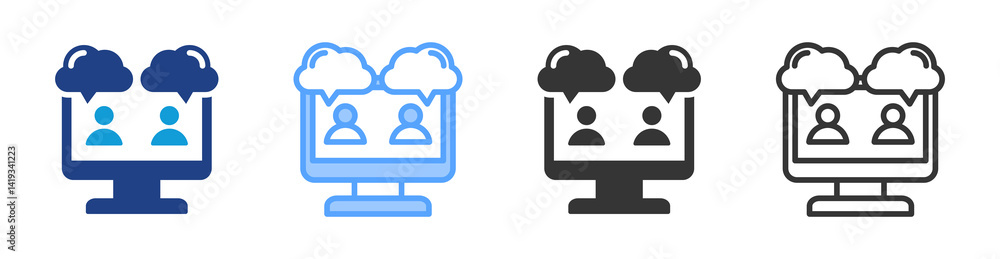 Poster Group Chat icon set multiple style collection
