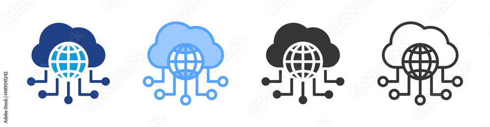 Poster Cloud Platform icon set multiple style collection