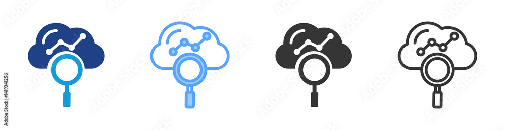 Aufkleber analytics icon set multiple style collection