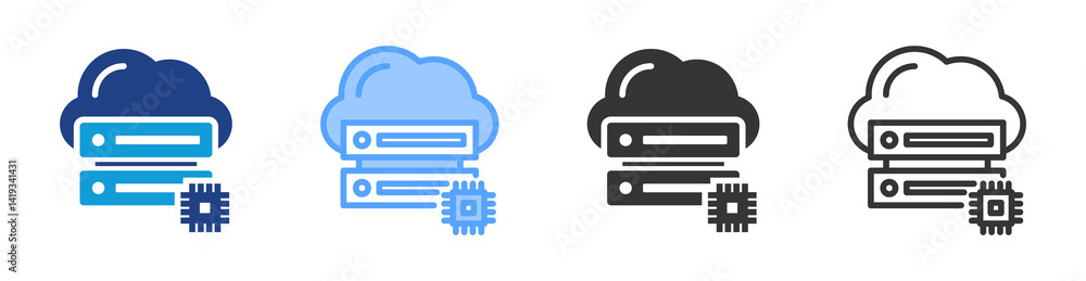 Poster Bare Metal Server icon set multiple style collection