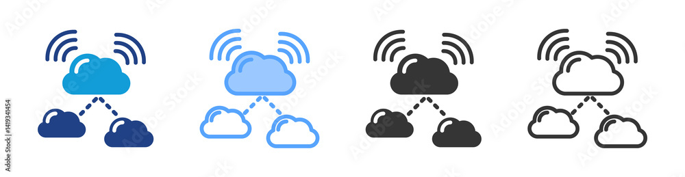 Poster Net Working icon set multiple style collection