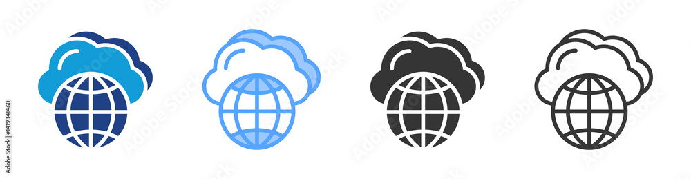 Poster public cloud icon set multiple style collection