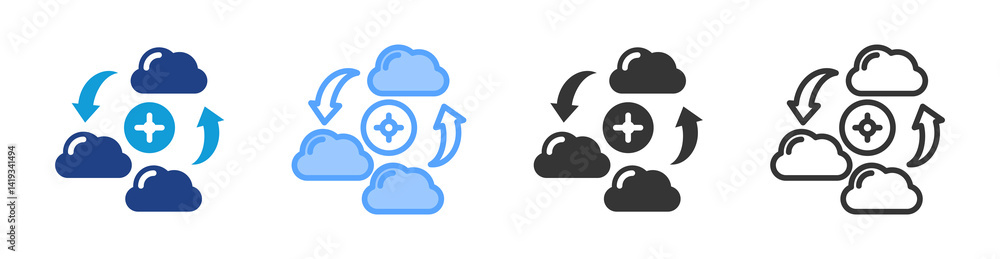 Poster Multi Cloud icon set multiple style collection