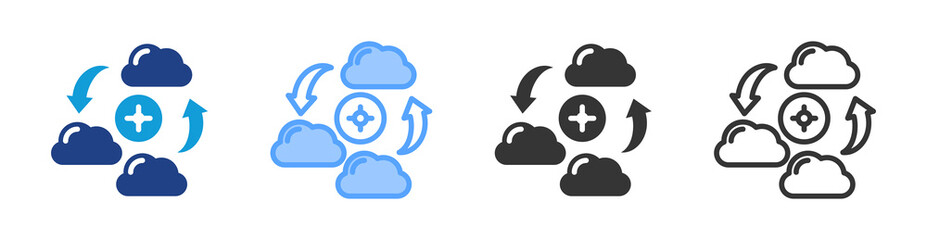 Multi Cloud icon set multiple style collection
