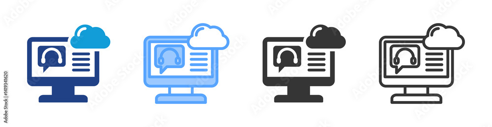 Poster online service icon set multiple style collection