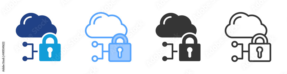 Poster Private Cloud icon set multiple style collection