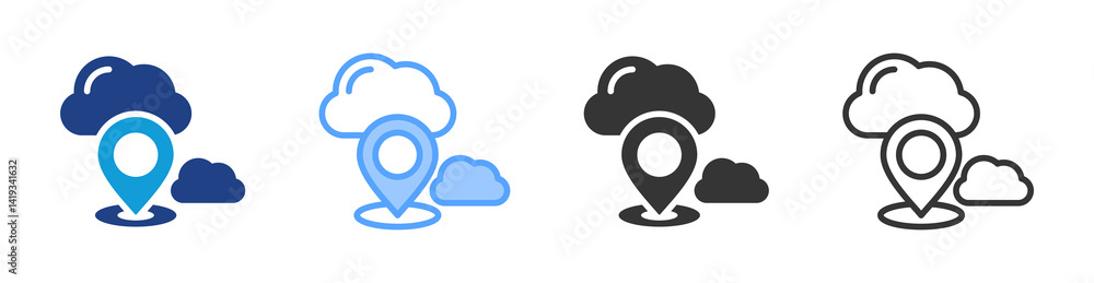 Poster location icon set multiple style collection