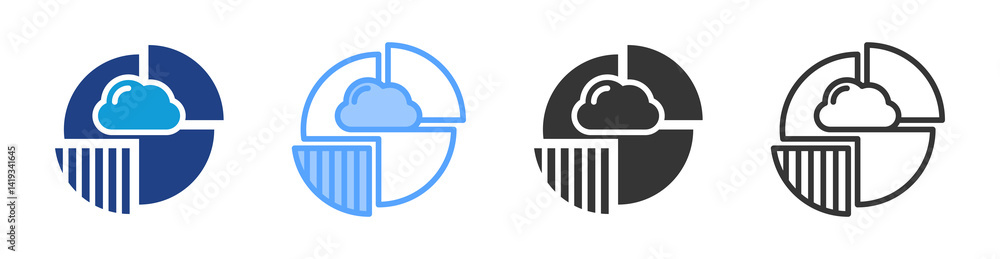 Poster Data Partitioning icon set multiple style collection