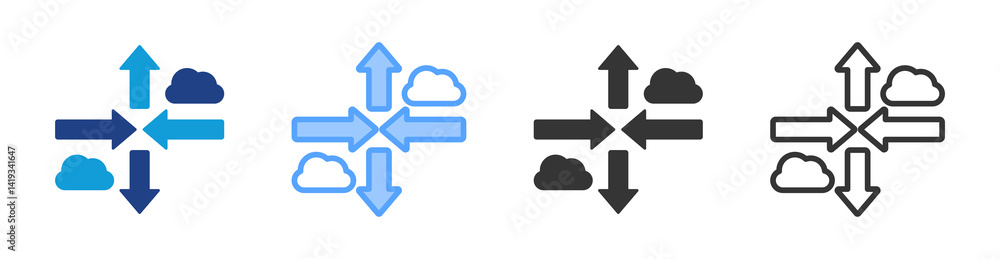 Poster Scaling icon set multiple style collection