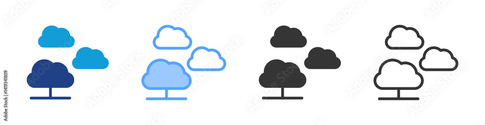 Poster Isolate icon set multiple style collection