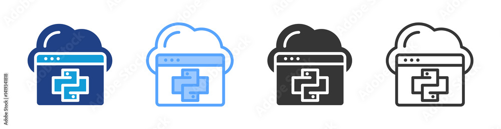 Poster Programming Language icon set multiple style collection